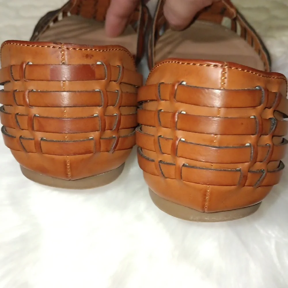 JUSTFAB Lucita- Chic Brown Woven Flats for Women - Picture 3 of 4